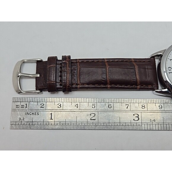 Timex Easy Reader 38mm Silver White Watch Indiglo Date Leather Strap New Battery - Picture 9 of 13